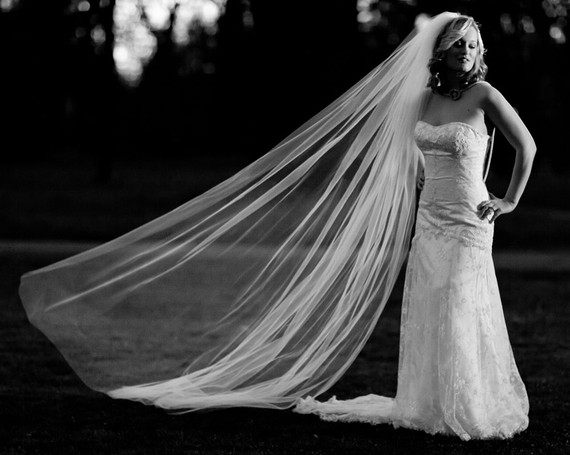 Свадьба - Crystal Wedding Veil, Cathedral Length Veil 140 Swarovski Crystal Rhinestones illusion tulle 108" wide long white, ivory, champagne cut edge