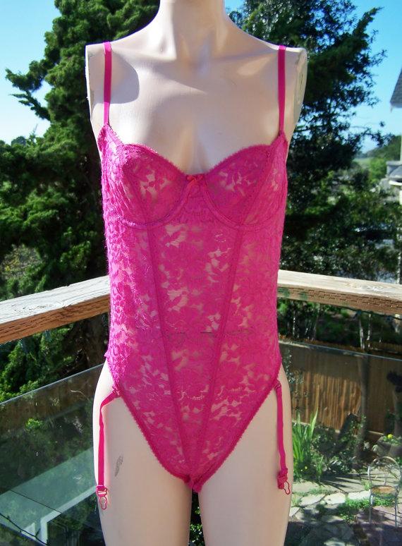 Свадьба - Onesie Bodysuit Lingerie Fuchsia Pink size 36