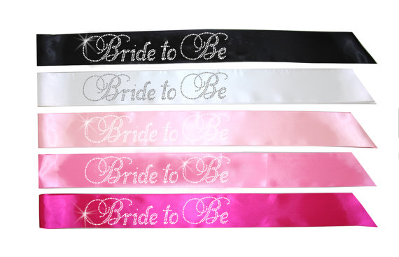 Mariage - Crystal Bride to Be Sash, Bachelorette Sash, Bridal Sash, Rhinestone Satin bridal sash, wedding, bachelorette party, bridal shower gift.