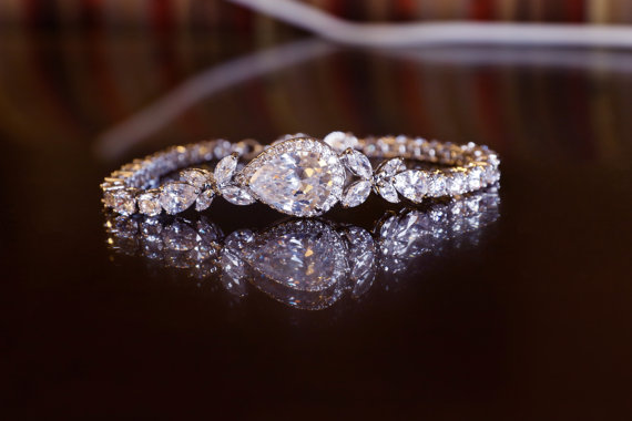 Mariage - Crystal Wedding Bracelet, Bridal bracelet, Swarovski cz, Rose Gold,  Wedding Bridal Jewelry, Ariel Bracelet
