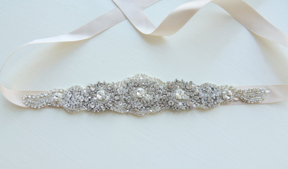 Hochzeit - Victorian Bridal Brooch Art Deco Bustier Wedding Dress Sash Jewelry Crystal Belt