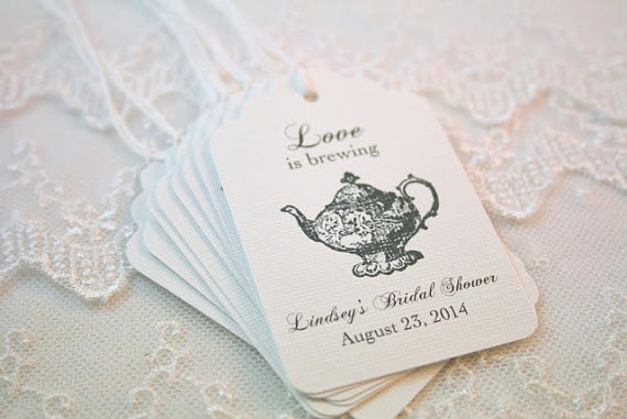 Hochzeit - Love is Brewing Teapot Tags Tea Party Bridal Shower Tags