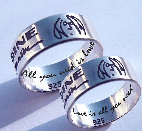 Свадьба - Wedding ring, couples ring, John Lennon, BEATLES, Imagine, always and forever, personalized jewelry, personalized ring, musician ring