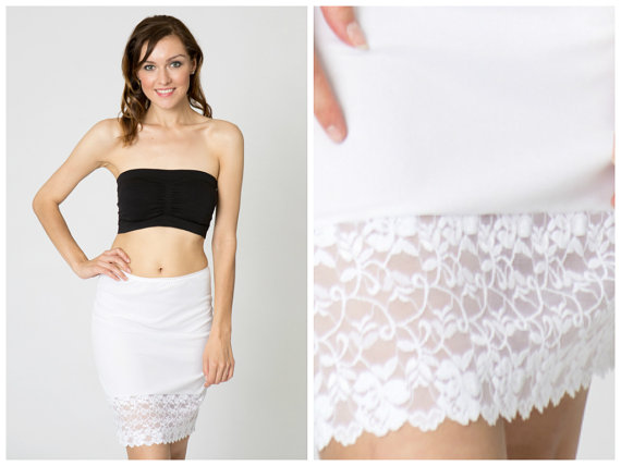 Свадьба - Basic White Lace Slip Dress Extender - All Sizes