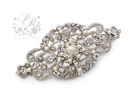زفاف - Wedding Brooch Swarovski Pearl Rhinestone Brooch Bridal brooch Wedding accessories bridal accessories Aimee
