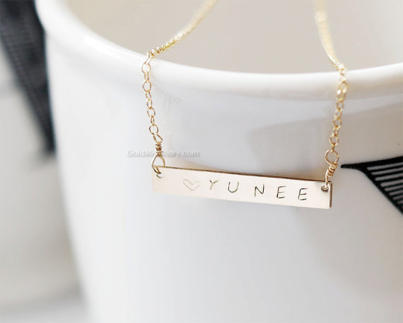 Свадьба - Gold bar Personalized Necklace/ Customized Name Bar Necklace/ Personalized Bar Necklace/ gold Name Bar, wedding, bridesmaid, birthday gifts