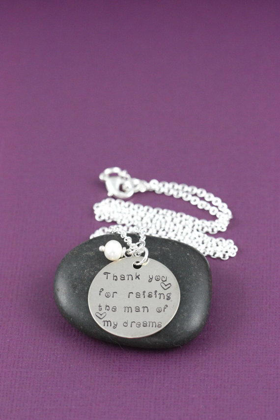 Свадьба - Mother of the Groom Jewelry - Thank You Gift - Quote Pendant - Quote Necklace - Wedding Gift - Mother in Law - Man of My Dreams