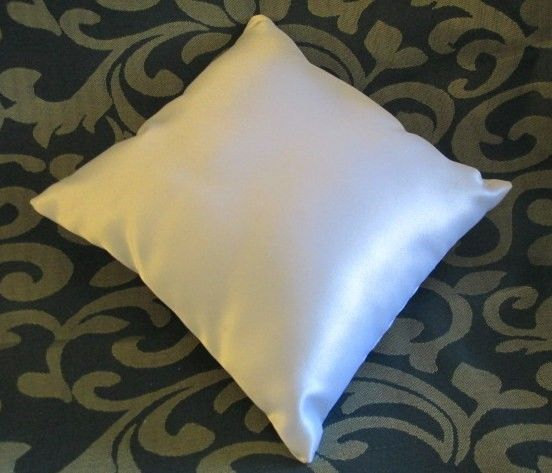Hochzeit - Ivory Plain Satin Ring Bearer Pillow  (6" X 6")