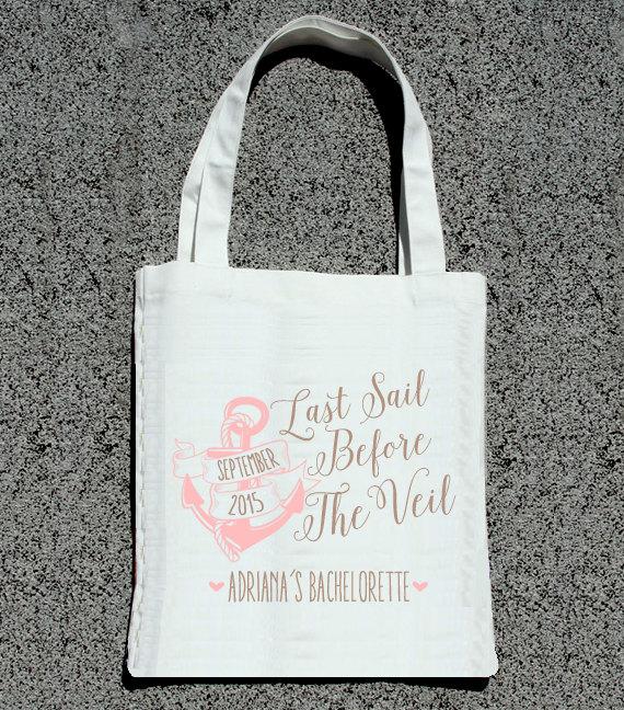 Mariage - CUSTOM listing for AMBER -Last Sail Before The Veil Bachelorette Party Tote- Wedding Welcome Tote Bag