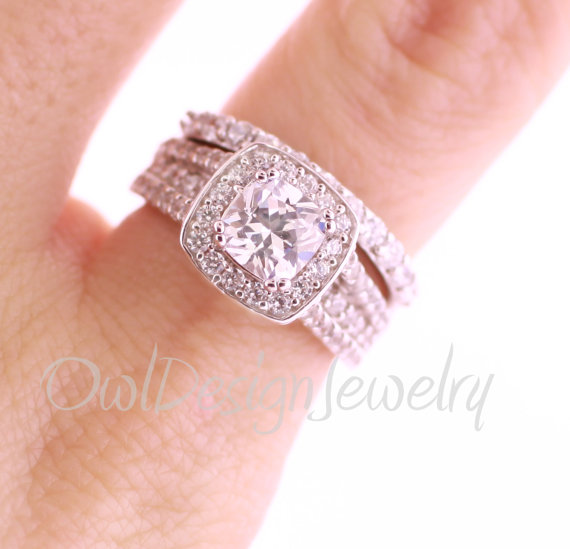 زفاف - Sterling Silver Two Set CZ Wedding Ring,Wedding Ring,Bridal Set,Band,Silver Band,Silver Ring Set,Engagement Ring,Silver Ring Set