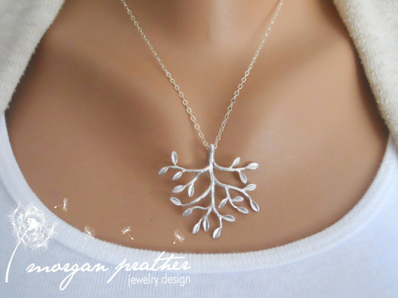 زفاف - Tree Necklace - silver pendant, gift for, wedding jewelry, bridesmaid gift, birthday - sterling silver chain - morganprather