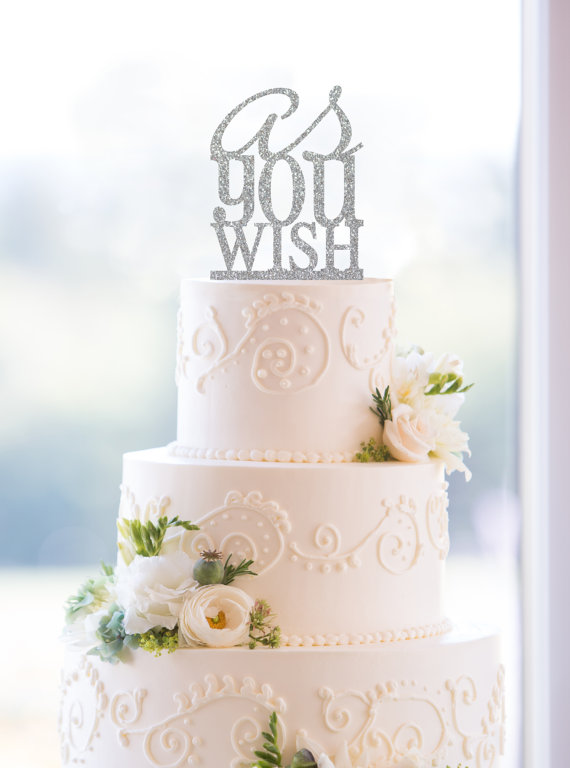 زفاف - Glitter As You Wish Cake Topper – Custom Princess Bride Wedding Cake Topper Available in 6 Glitter Options