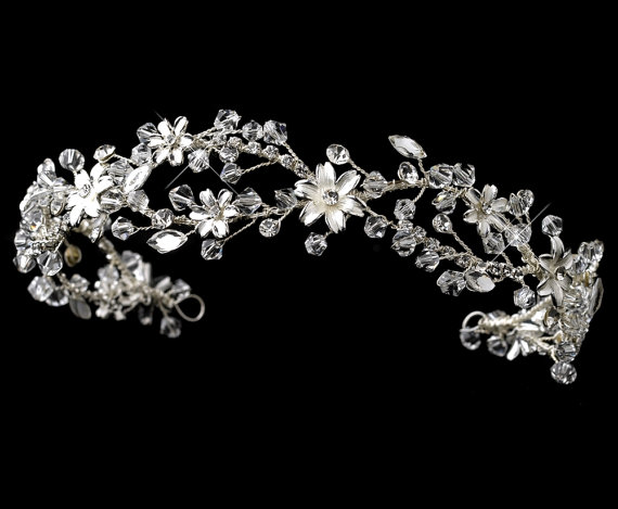 Wedding - Vintage style headpiece, Wedding headpiece, Swarovski crystal hair vine, Bridal hair vine, Wedding hair accessory, Rhinestone headband