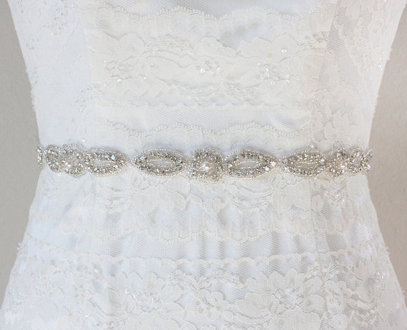 زفاف - ARIA- Rhinestone And Pearl Bridal Sash, Wedding Beaded Belt, Bridal Crystal Belts, Bridesmaid, Bridal Party