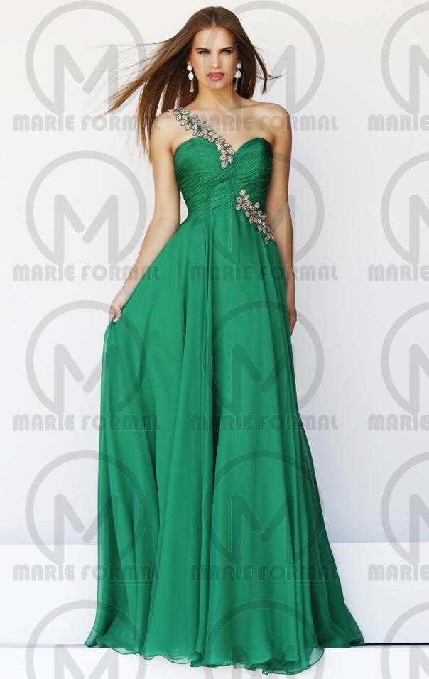 زفاف - Elegant one shoulder green formal dresses,cheap green dress australia