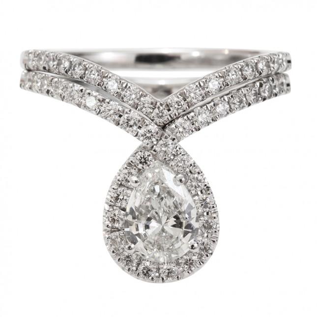 Wedding - Pear Shaped Engagement Ring Set- "Bliss"