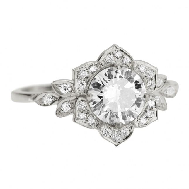 زفاف - Lily Flower Engagement Ring - 1 carat diamond ring: price 1600$-4940$
