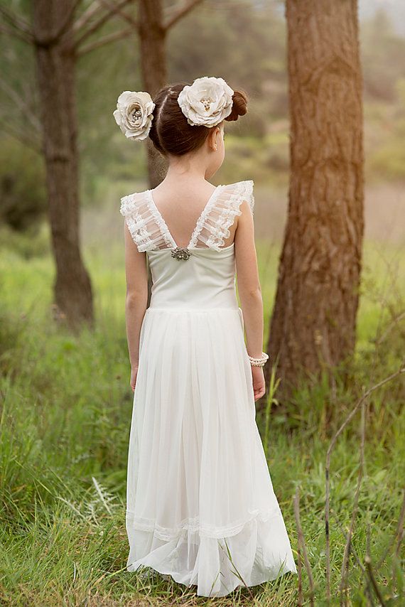 Mariage - Maxi Ivory Flower Girl Dress, Wedding Dress