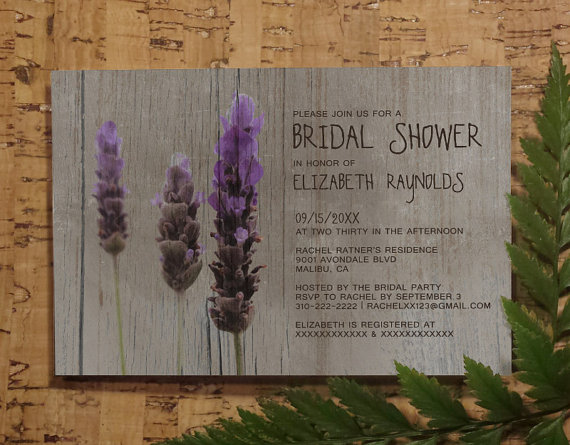 Mariage - Rustic Lavender Bridal Invitations, Bridal Shower Invitations, Wedding Shower Party Invites, Printable, Digital PDF, DIY Template, Printed