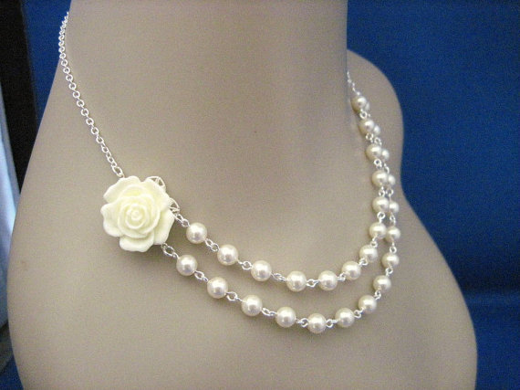 زفاف - Bridesmaid Jewelry Choose Your Colors Double Strand Necklace