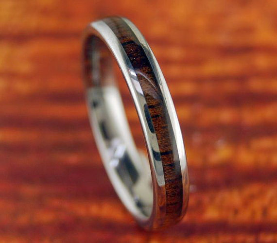 زفاف - 4mm Tungsten Carbide Koa Wood Band/Ring - Wedding Ring/Band - Promise/Engagement Ring