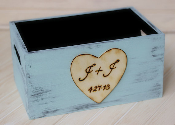 Mariage - Personalized Wedding Program Basket Holder Card Box Crate Rustic Ceremony Decor (YOUR COLOR CHOICE)