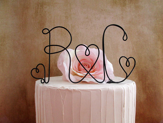 Wedding - Personalized Initials Cake Topper, Table Centerpiece, Rustic Wedding, Shabby Chic Wedding, Wedding Cake Topper