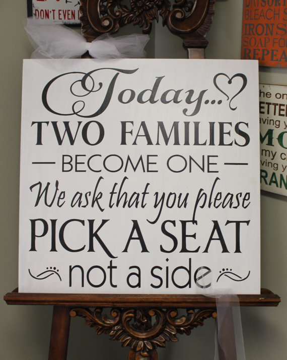 زفاف - Wedding signs/XXLarge Today Two Families Become One/Pick a Seat not a Side Sign/U Choose Colors