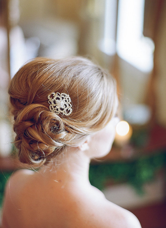 Wedding - Rhinestone Wedding Hair Comb Art Deco Accessory Bride or Bridesmaid