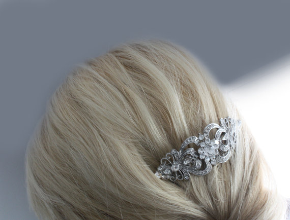 Wedding - vintage inspired bridal hair comb,wedding hair comb,bridal hair accessories,wedding hair accessories,swarovski crystal hair comb,bridal comb