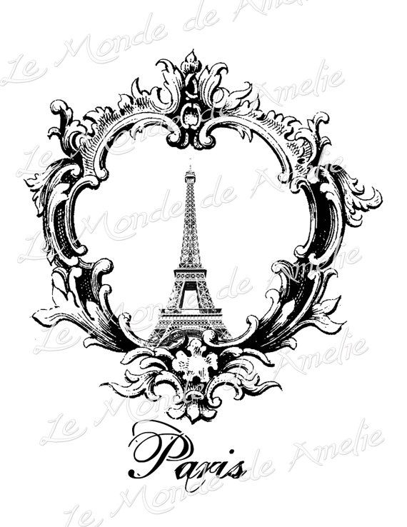 Wedding - French Digital Sheet Image Paris Tour Eiffel Download Royal Vintage Romantic For Print On Iron Transfer Tag Label Napkins Burlap Pillow N366