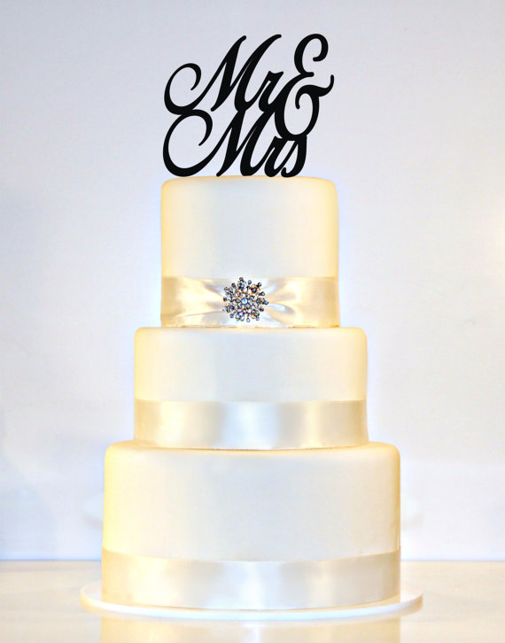 Mariage - Mr & Mrs Wedding Cake Topper Monogram