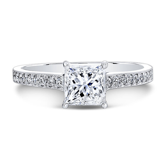 Hochzeit - Solitaire Princess Cut Engagement Ring
