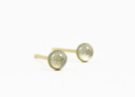 Hochzeit - Stud Earrings in Stardust, 14kt Gold Filled, Teeny Tiny Handmade Jewelry
