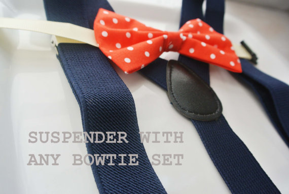 Wedding - Choose Any bowtie with Navy Suspender !! for toddler/ boy/ baby