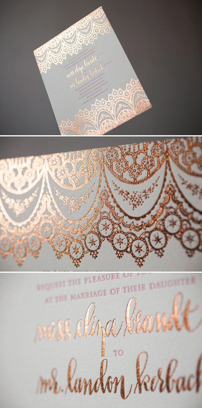 Wedding - Elegant   Exotic Wedding Invitations In Copper Shine Foil