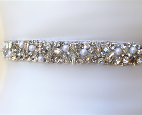 زفاف - SALE Wedding Belt, Bridal Belt, Sash Belt, Crystal Rhinestones pearl sash belt