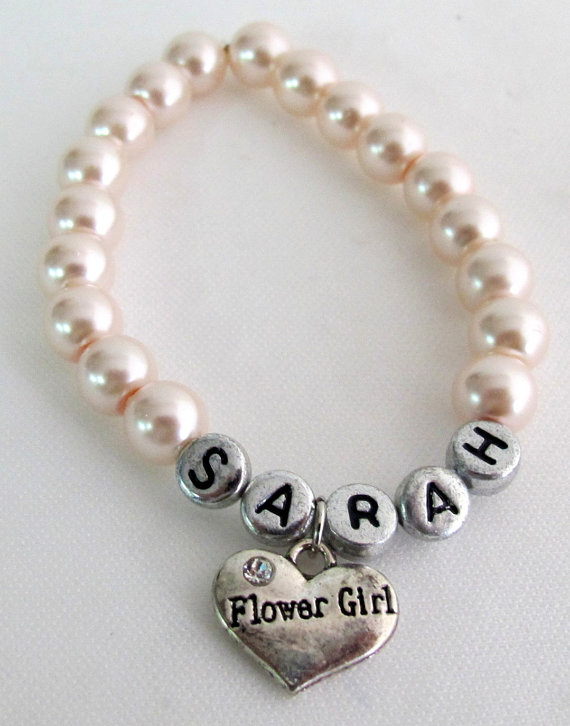 زفاف - Girls Personalized Flower Girl  Bracelet Kids Pearl Bracelet, Wedding Jewelry Flower Girl Jewelry Free Shipping In USA