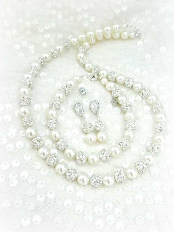 زفاف - Pearl Bridal Jewelry Set // Full Jewelry Set // Necklace // Bracelet // Earrings // Wedding Day Jewelry, Pearl Bridal Necklace