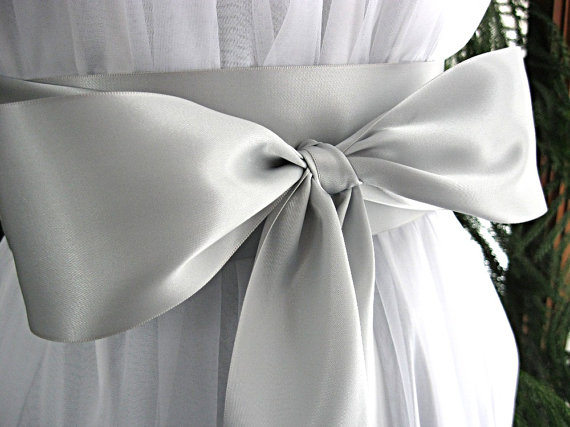 زفاف - Silver / Gray / Pewter / Platinum wedding sash, bridal sash, bridesmaid sash, bridal belt, gown sash, Communion dress sash, 3 inch satin