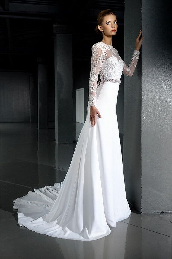 زفاف - Open Back Wedding Dress.lace Wedding Dress. Long Sleeve Wedding Dress. Slimming Wedding Dress. Sexy Wedding Dress.Lace Mermaid Wedding Dress