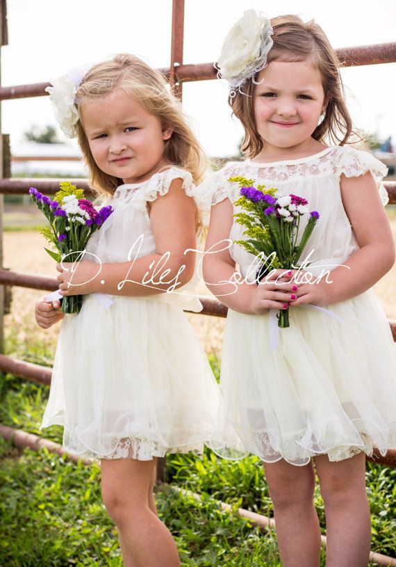 Hochzeit - The Original Charlotte - Ivory, Lace, Chiffon Flower Girl Dress, Made For Girls, Toddlers, Ages 1T, 2T,3T,4T, 5/ 6, 7/8, 9/10