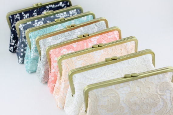 Mariage - Design Your Wedding Lace Clutches / Rustic Lace Wedding Clutches / Vintage Wedding Clutches / Wedding Party Gifts - Set of 5