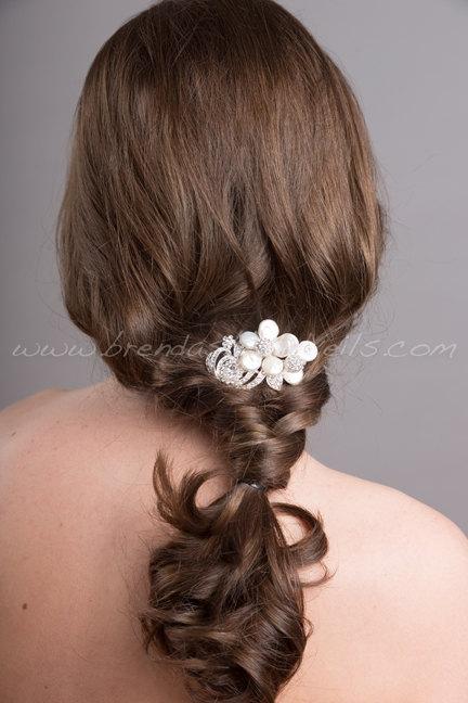 زفاف - Crystal and Pearl Hair Comb, Wedding Hair Comb, Bridal Headpiece, Wedding Hair Accessory - Kloe