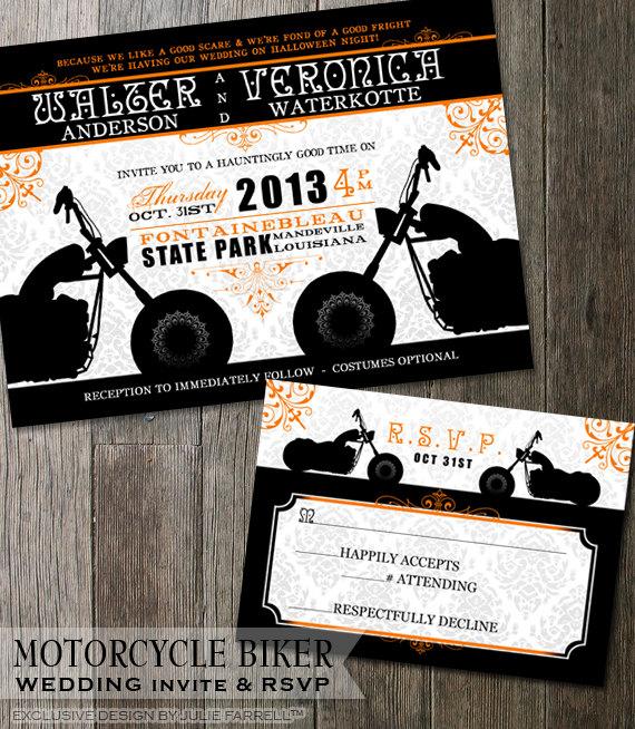 Hochzeit - Biker Motorcycle Wedding Invitation DIY Printable Digital Invite and RSVP Card for your wedding