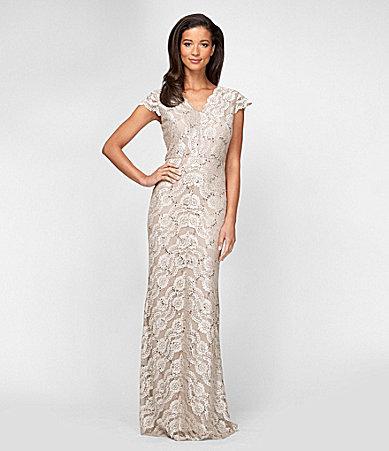 Mariage - Alex Evenings Sequined Scalloped Lace Gown