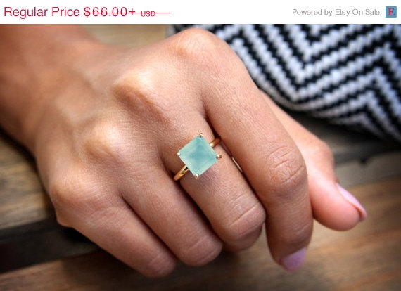 Hochzeit - Mothers Day Sale - aqua chalcedony ring,vintage ring,gold filled ring,prong setting ring,gold stack ring,bridal ring,gemstone rings