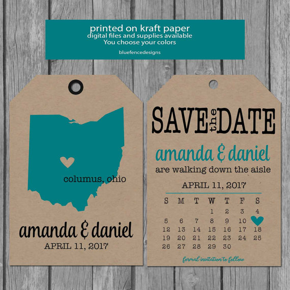 زفاف - Luggage Tag Save the Date Card, State Save the Date, Calendar Save the Date, Kraft Paper Save the Date, vintage, shabby chic save the date