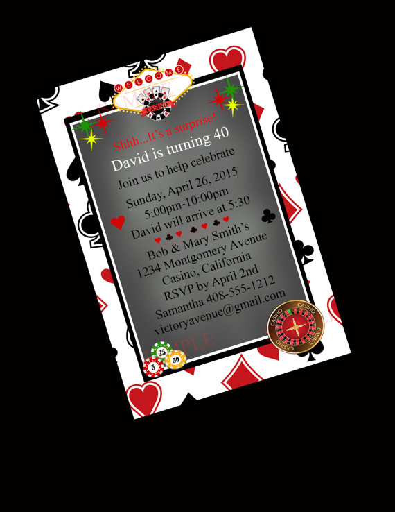 Mariage - Casino Party Invitation/40th Birthday Invitation/ Blackjack/Bachelor Party/ Poker Night/ Las Vegas/ Bachelorette