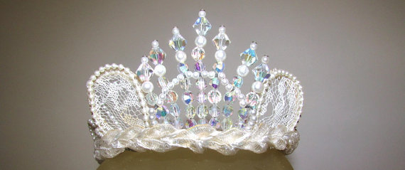 Свадьба - vintage 1950's bridal tiara wedding veil with blusher, 50's bridal headpiece